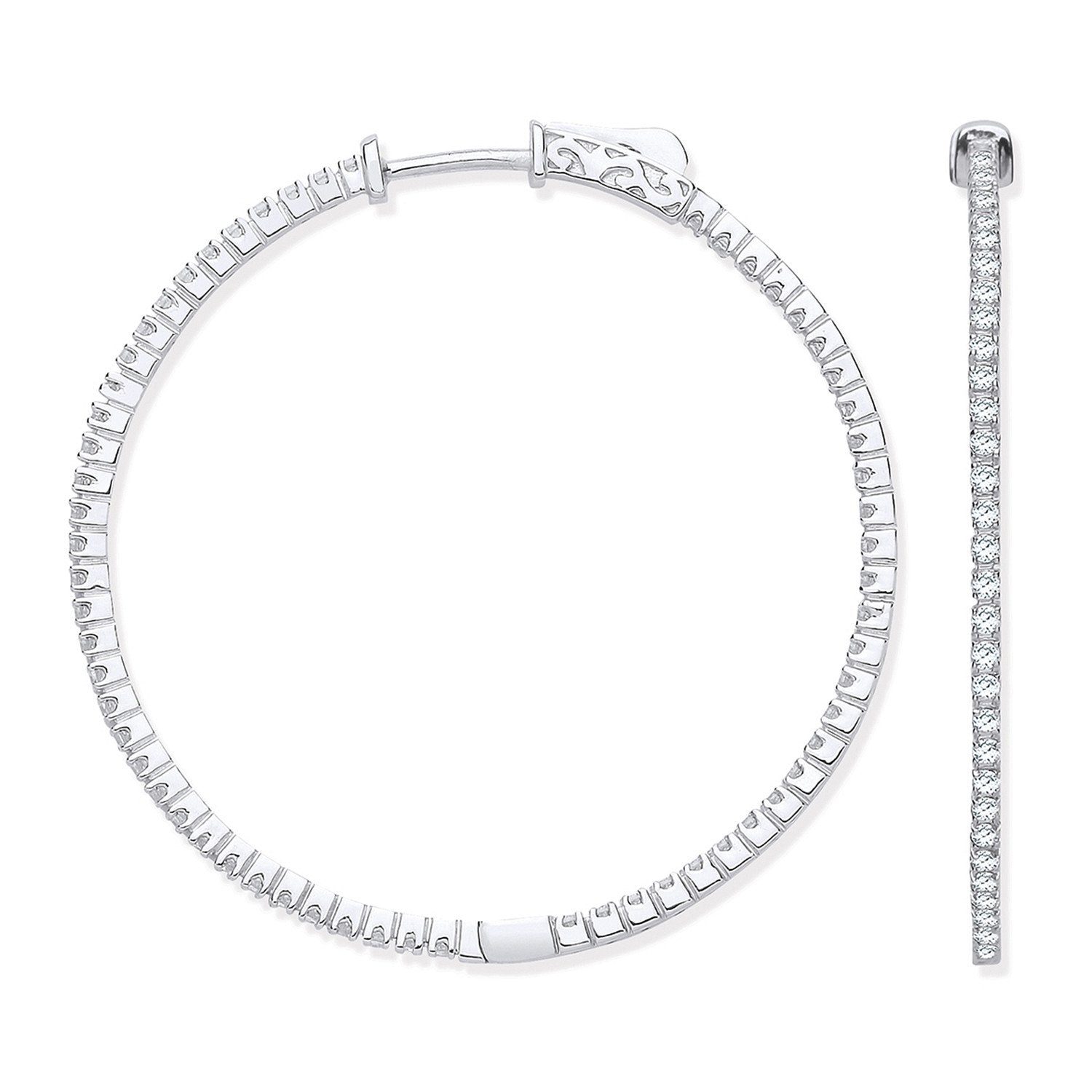 18ct WG 1.02ctw Diamond set Inside & Outside Hoop Earrings