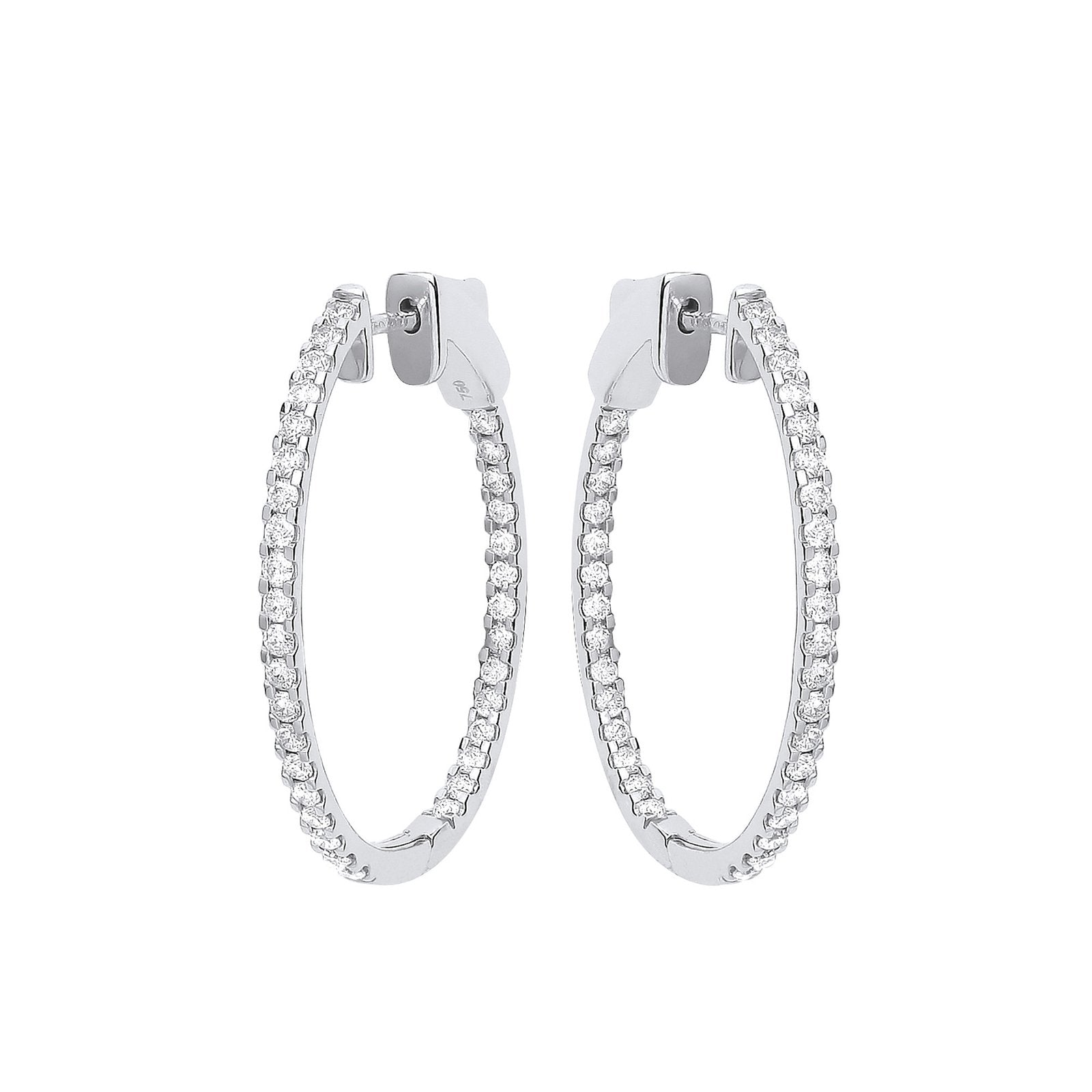 18ct WG 1.27ctw Diamond set Inside & Outside Oval Hoops