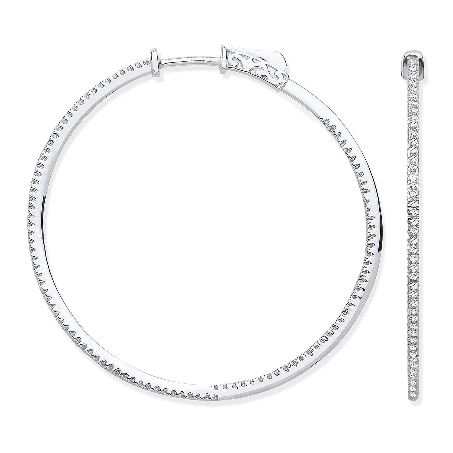 18ct WG Skinny Hoops Set with 0.72ctw Diamonds Inside & Outside
