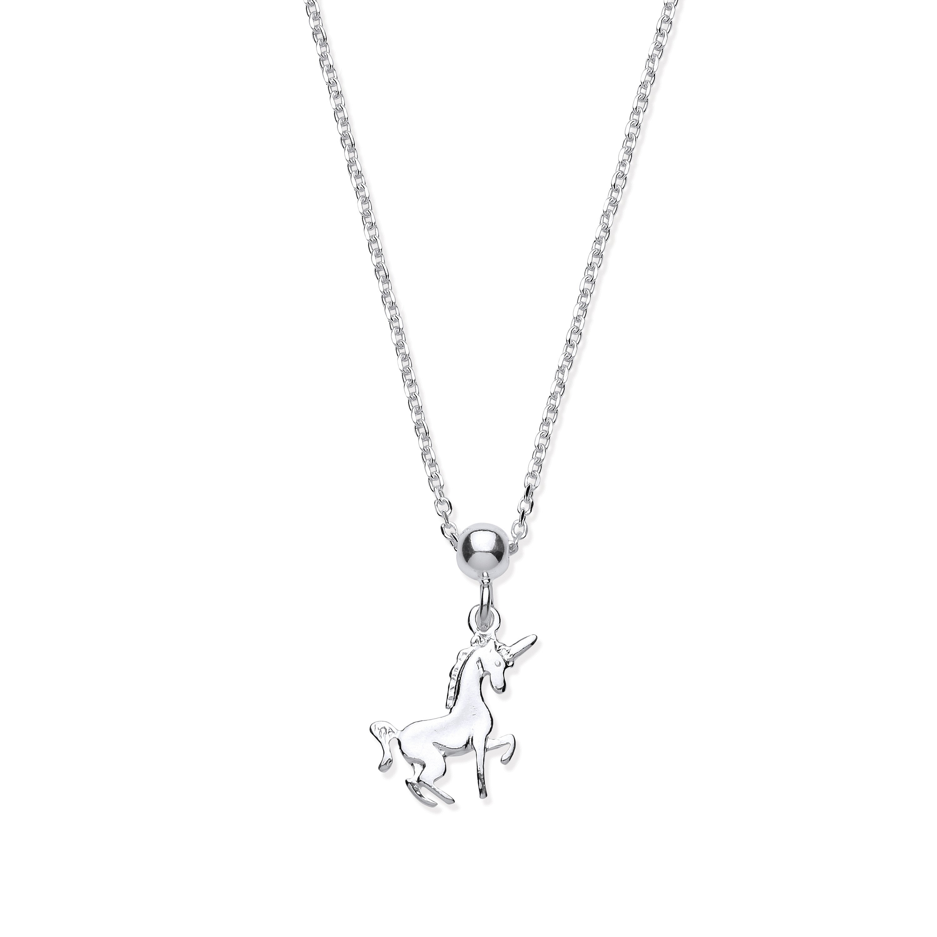 Silver Unicorn Pendant 17" Necklace/07" Bracelet - Silver