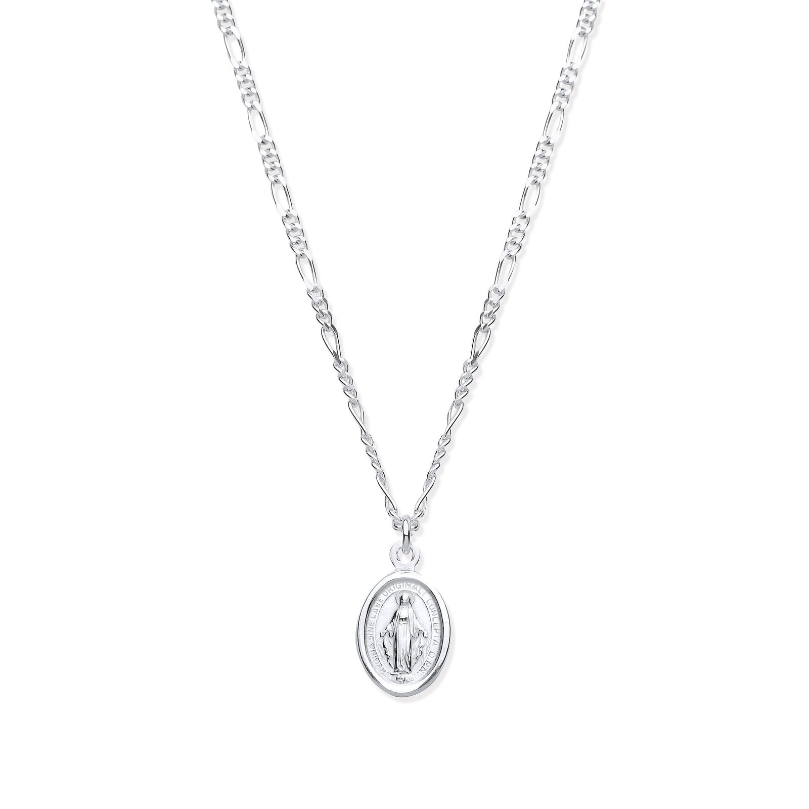 Silver Miraculous Medallion 17" Necklace/07" Bracelet