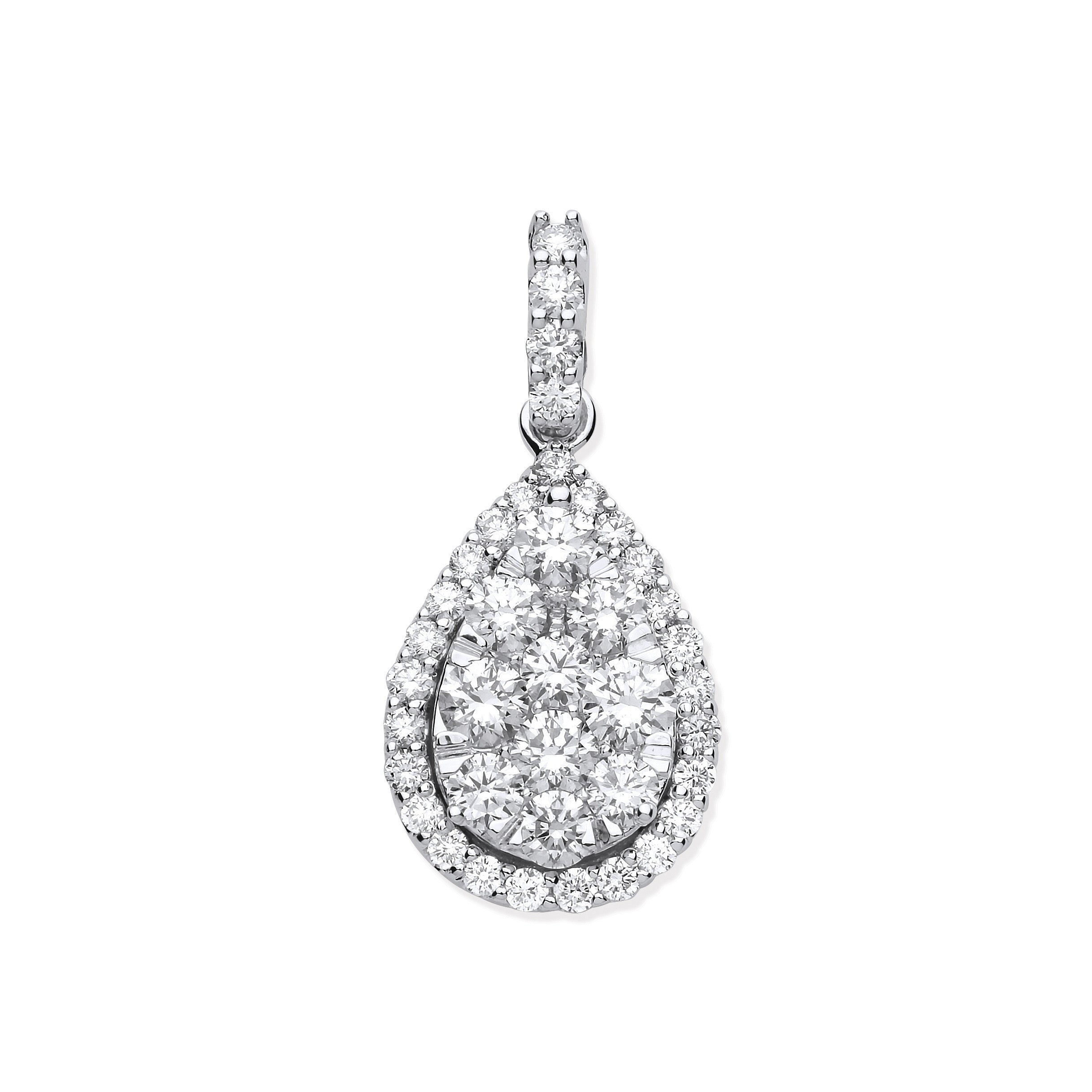 18ct White Gold 1.62ct Pear Shaped Drop Pendant - 18ct Gold