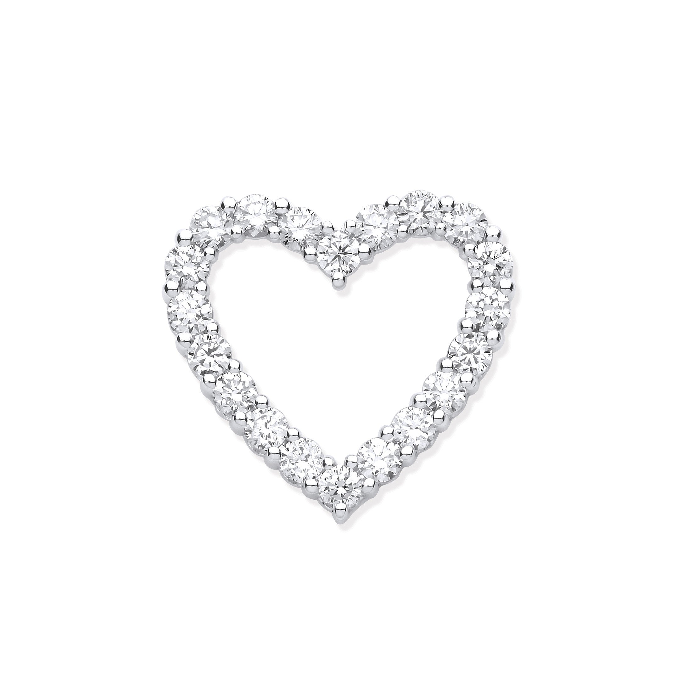 18ct White Gold 1.01ct Heart Shaped Drop Pendant - 18ct Gold