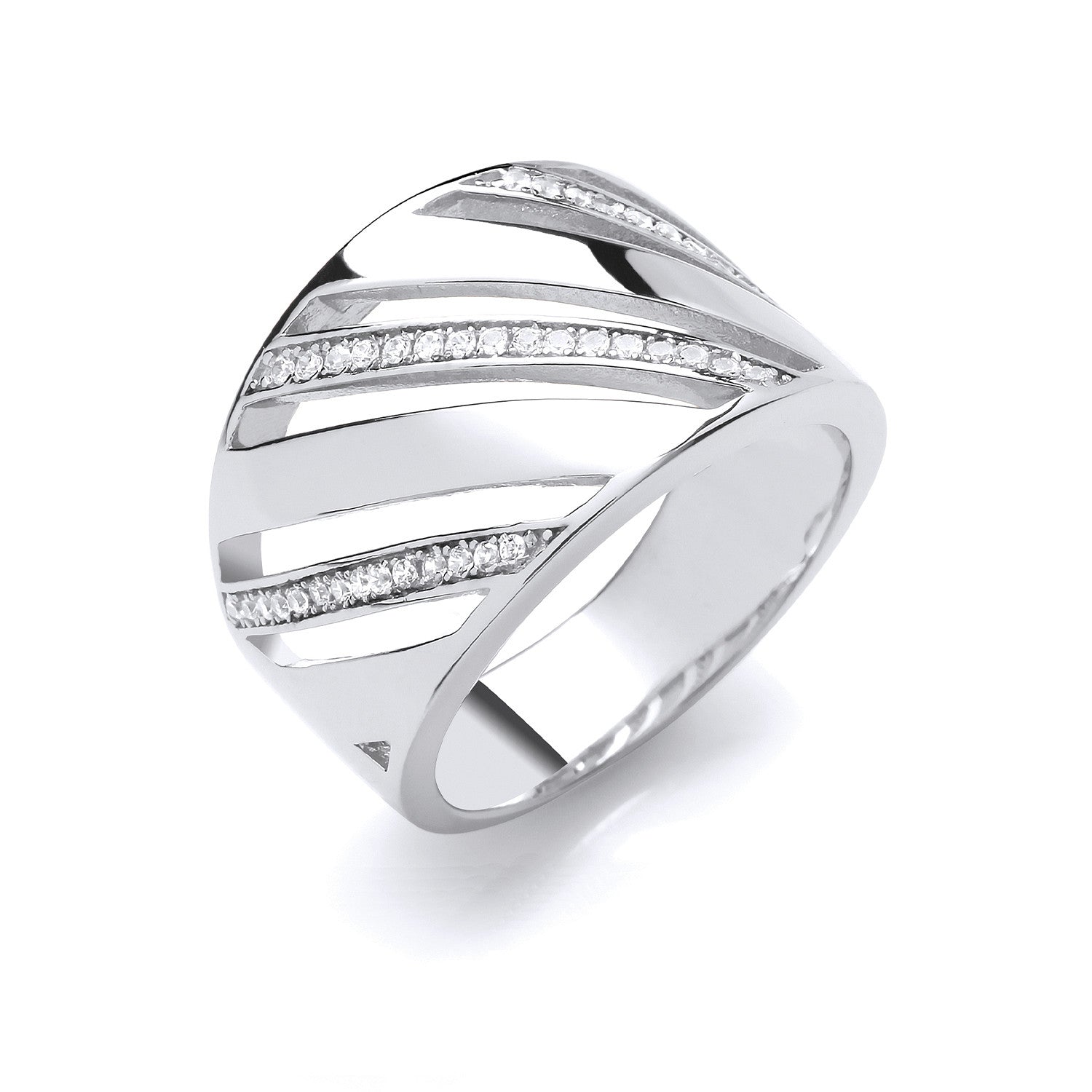 Silver Cubic Zirconia Fancy Ring - Silver