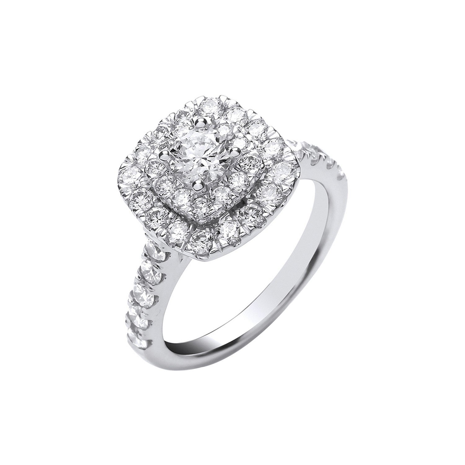 Bague en or blanc 18 carats sertie de diamants de 1,50 carats - Or 18 carats