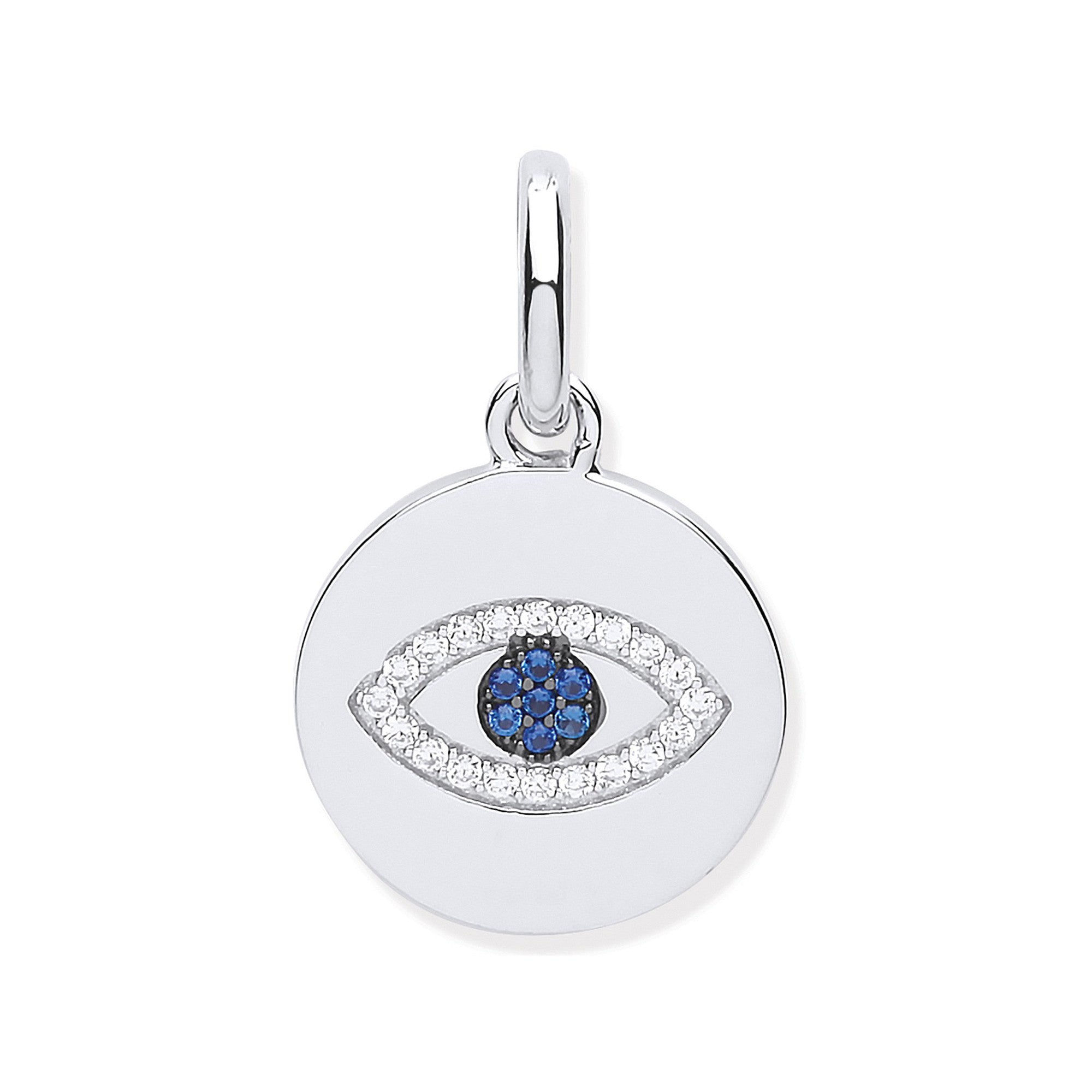 Silver Evil Eye Cubic Zirconia Drop Pendant - Silver