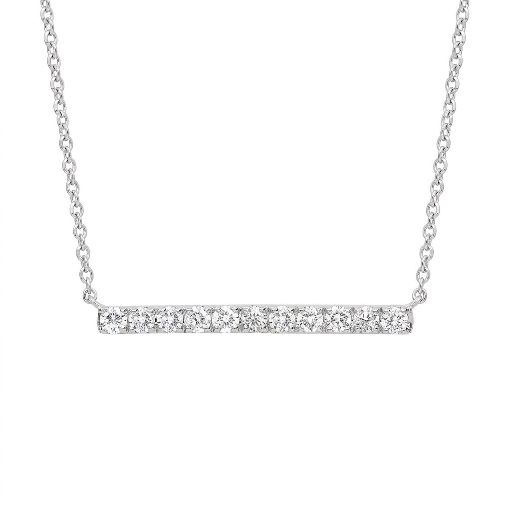 9ct White Gold 0.33ct Diamond Bar Necklace (18in/45cm) Chain