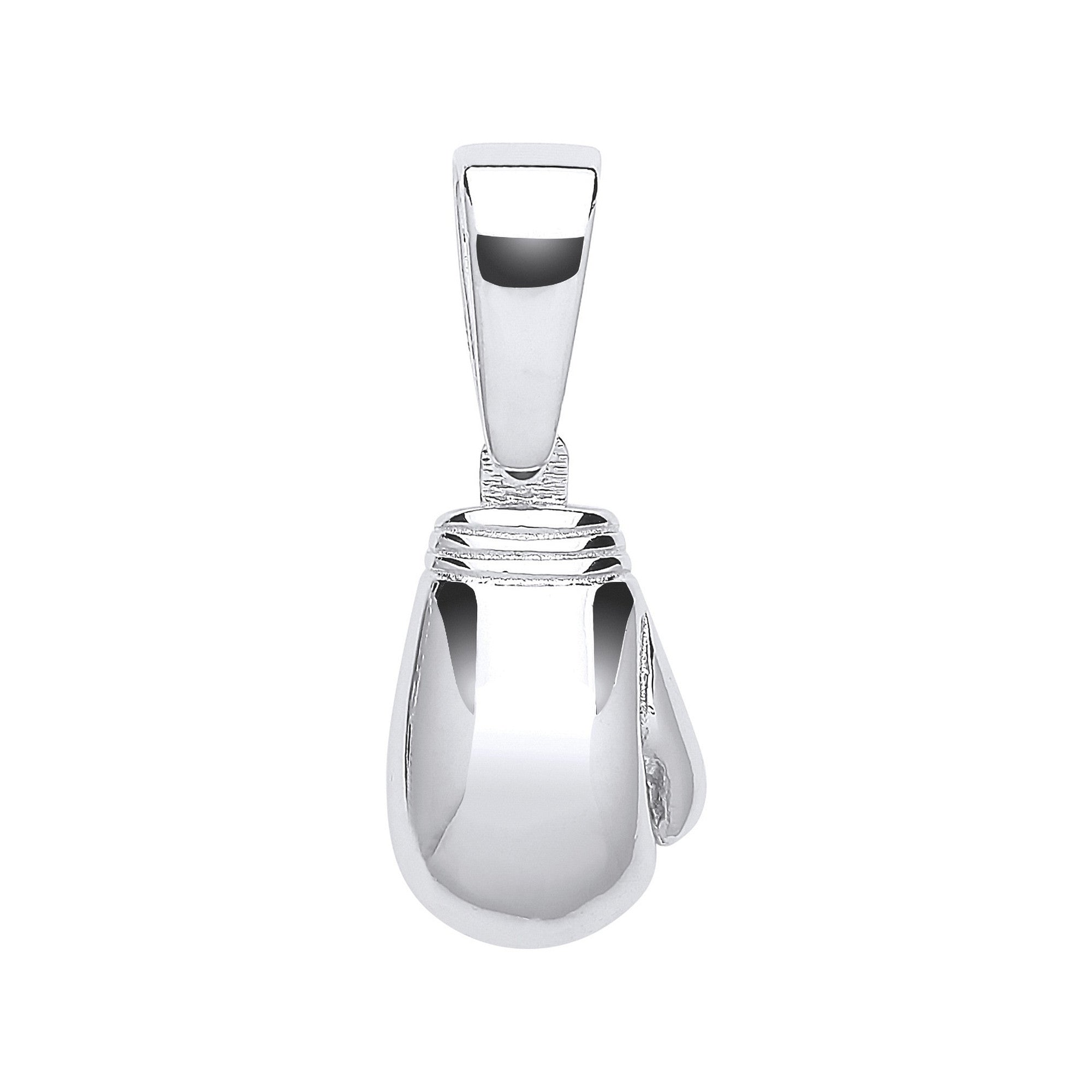 Silver Plain Boxing Glove Drop Pendant - Silver