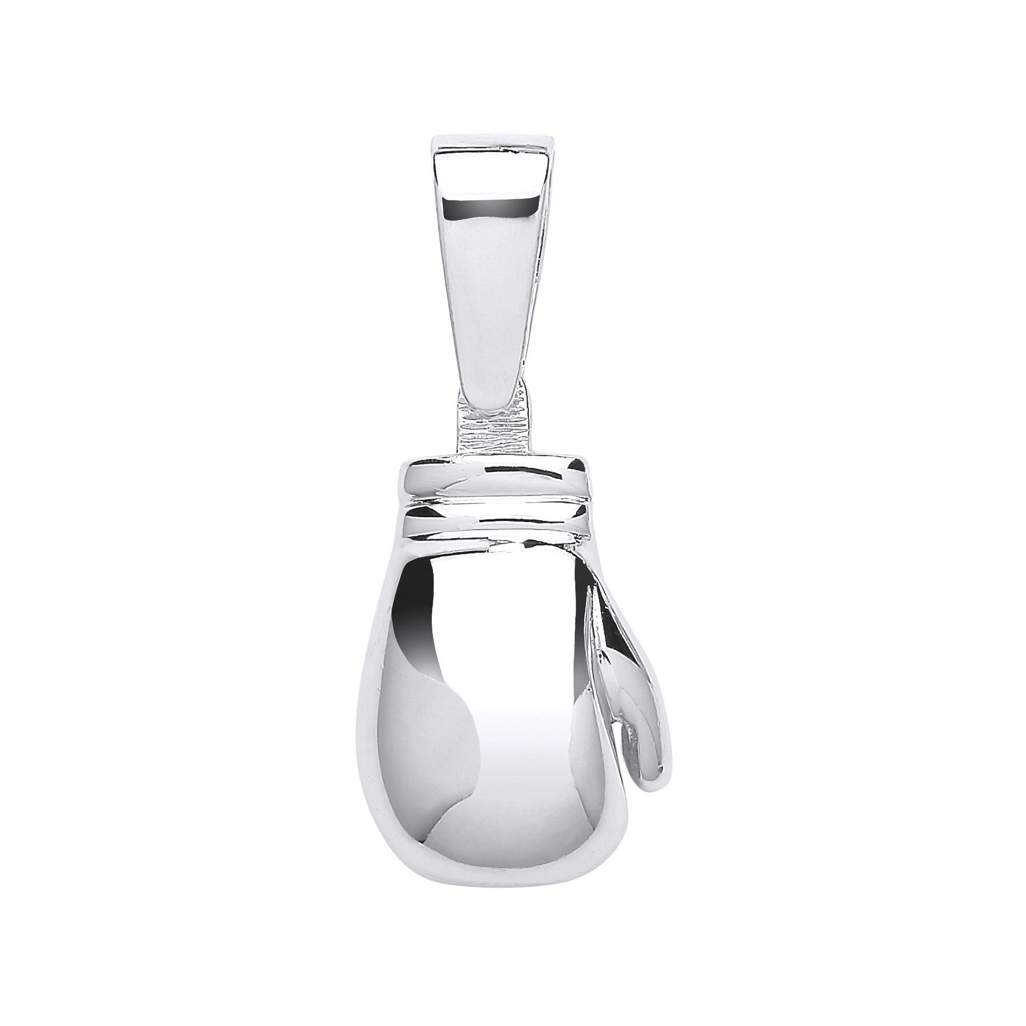 Silver Plain Large Boxing Glove Pendant - Silver