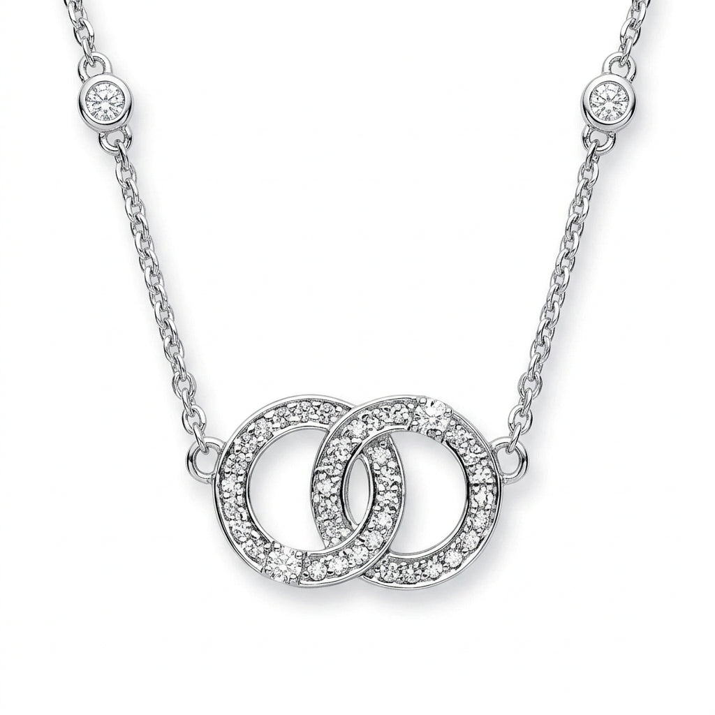 9ct White Gold 0.34ct Diamond Necklace (17in/43cm) Chain