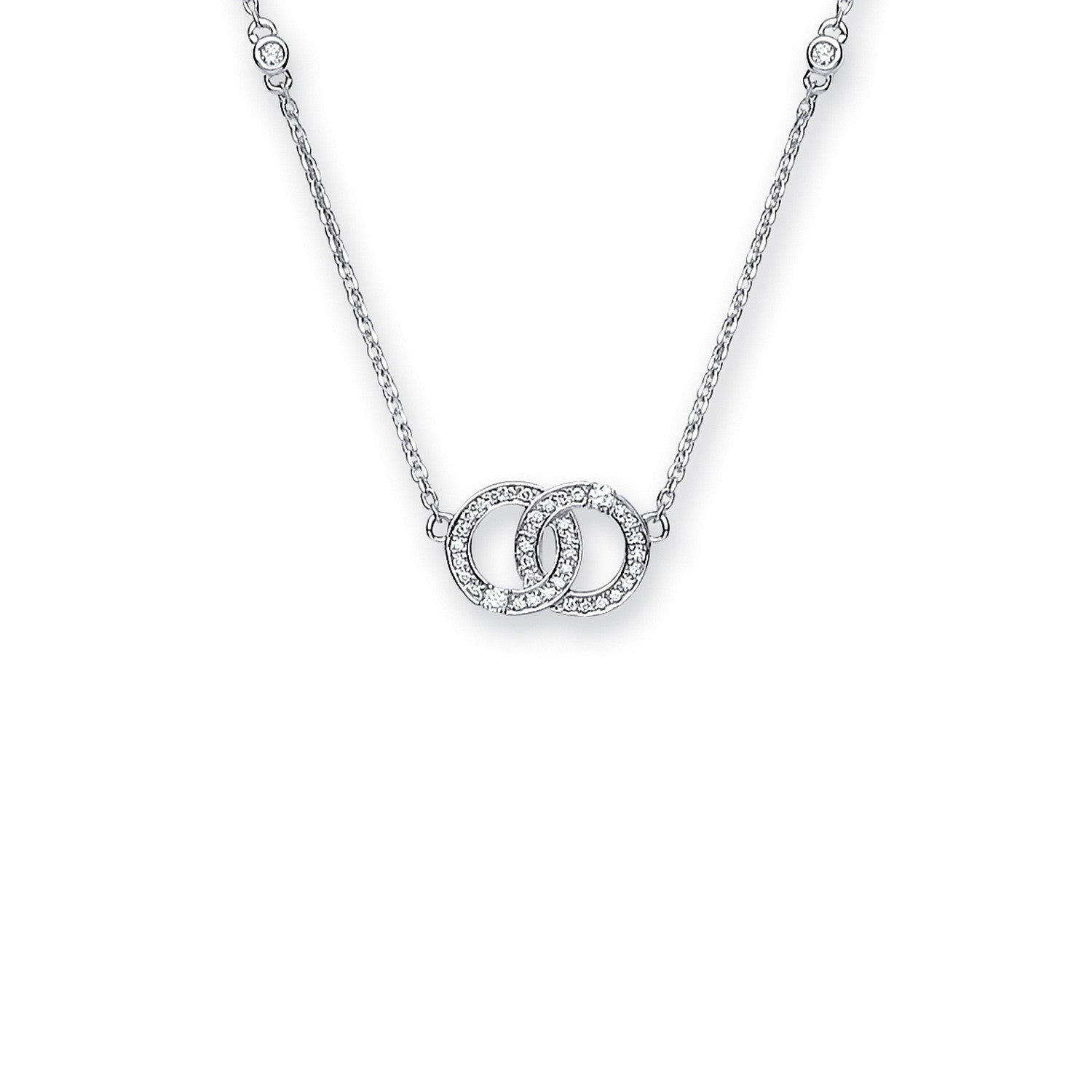 9ct White Gold 0.34ct Diamond Necklace (17in/43cm) Chain - 9ct Gold