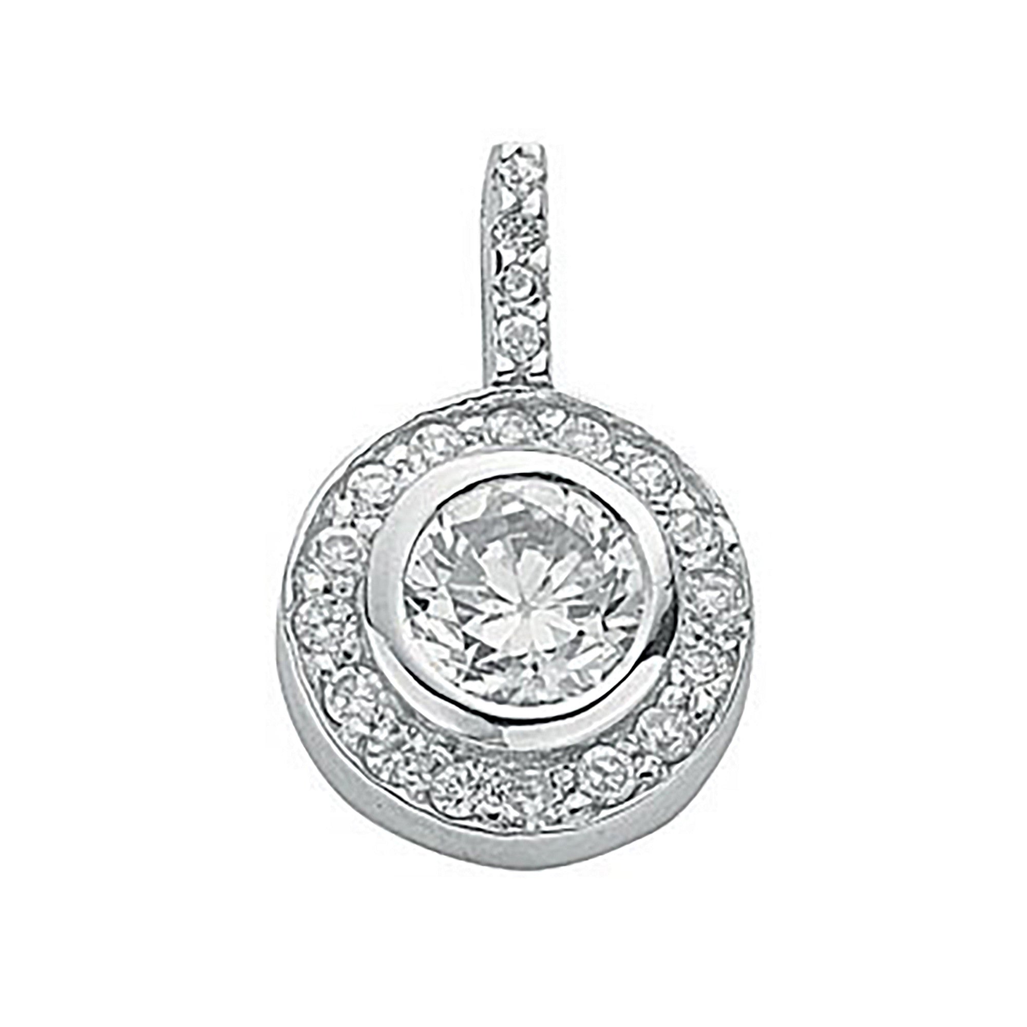 Silver Cubic Zirconia Cluster Drop Pendant - Silver
