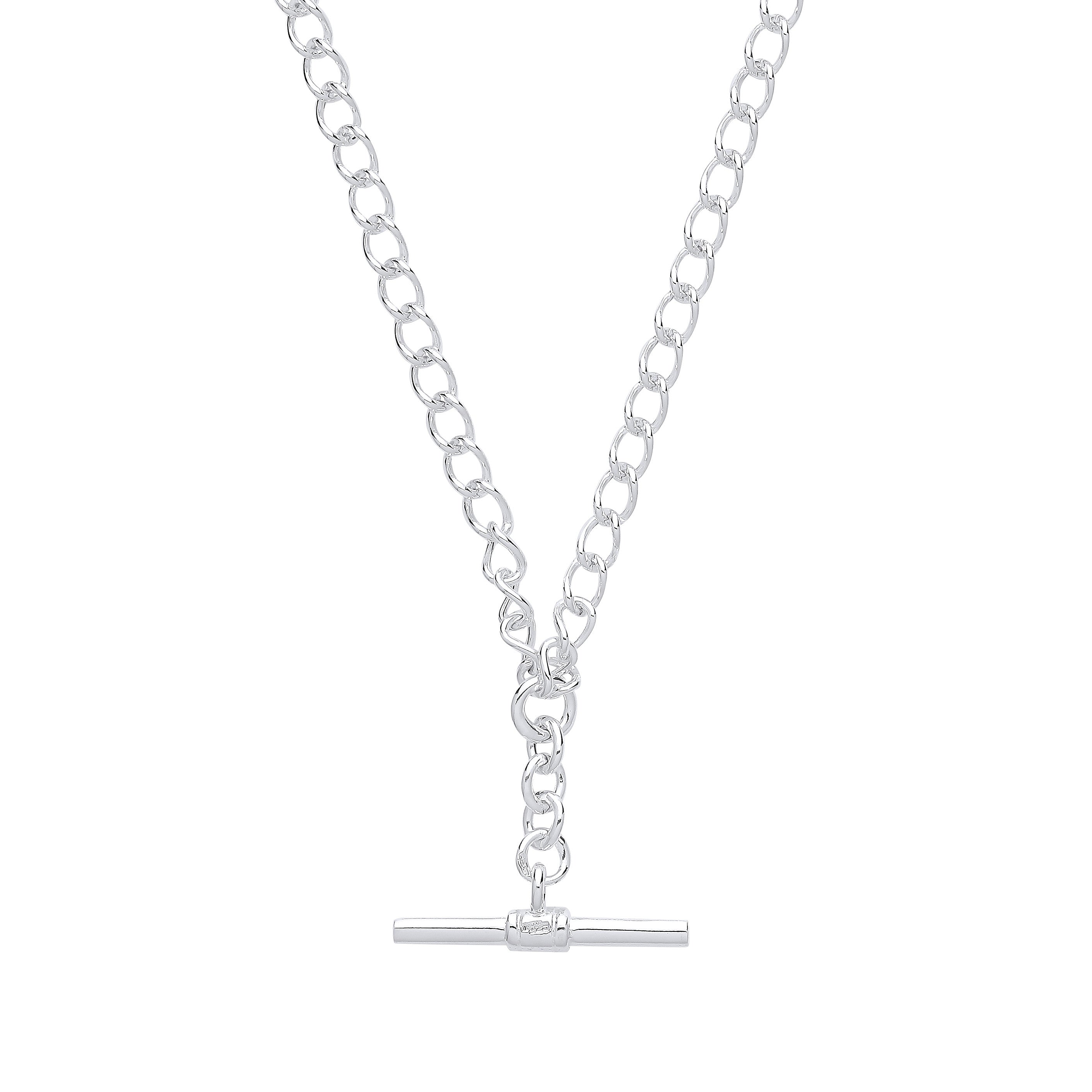 Silver Fancy T-Bar 18" Chain & 7.5" Ladies Bracelet - Silver