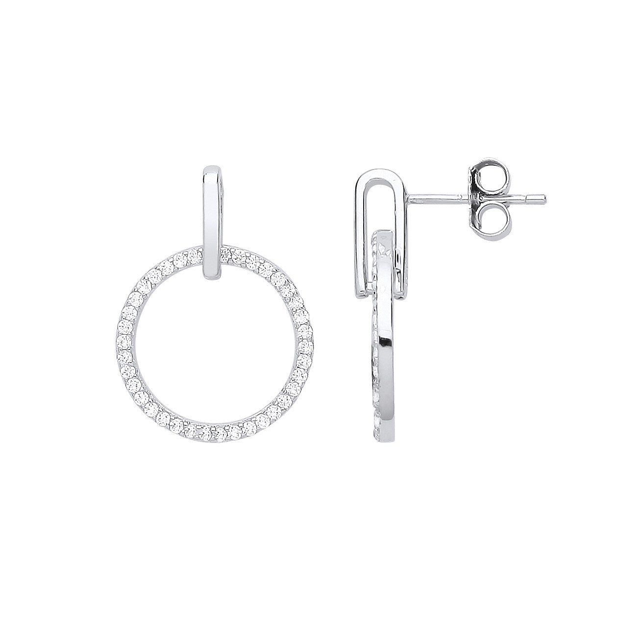 Silver Circle of Life Cubic Zirconia Drop Earrings - Silver