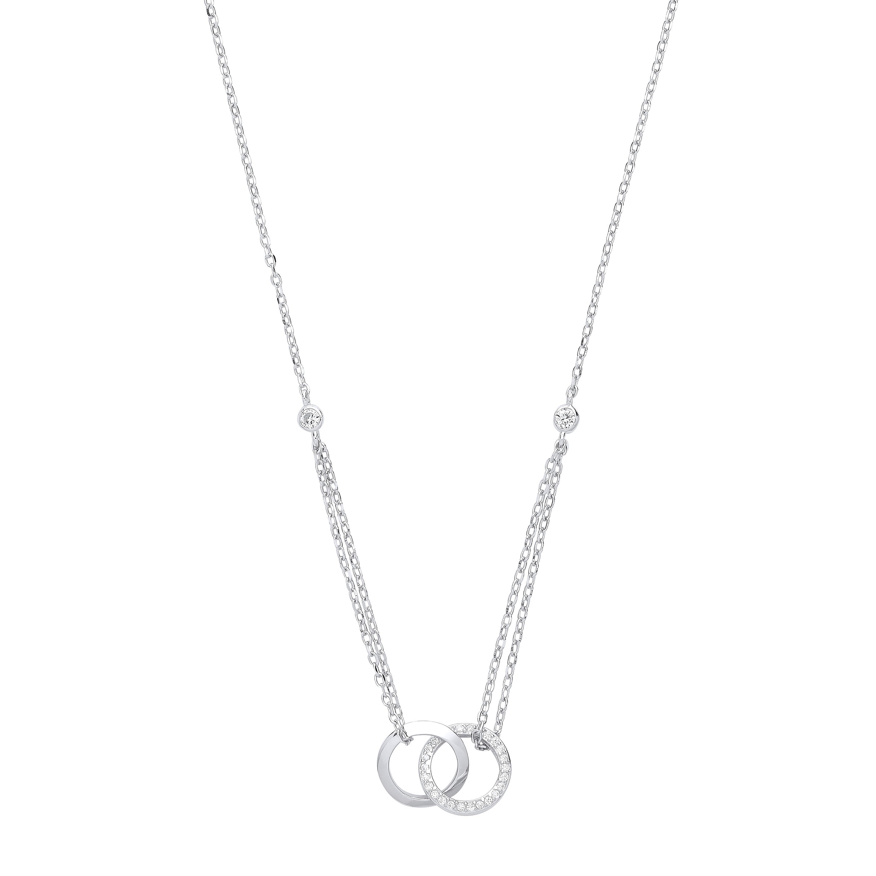 Silver Cubic Zirconia Circles of Life 16" Necklace/Ladies Bracelet - Silver