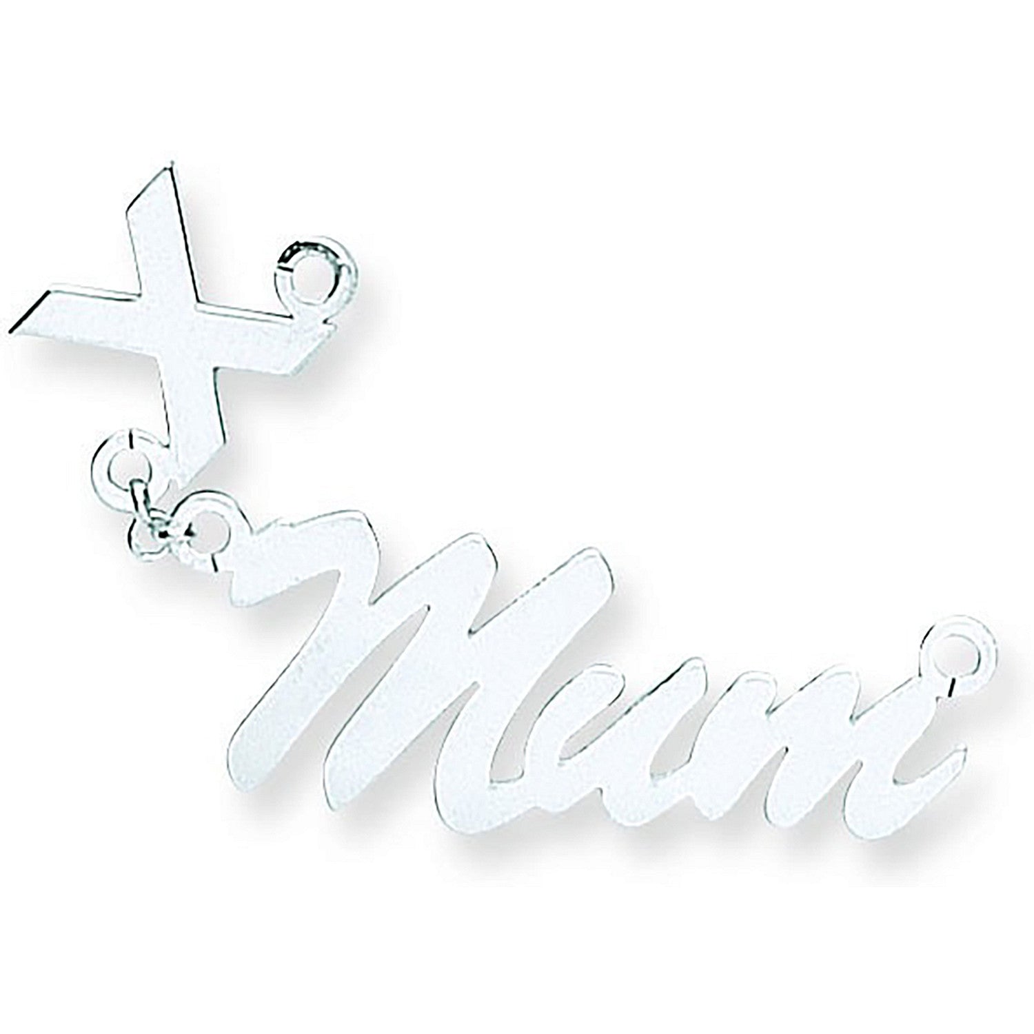 Silver Script Floating Kiss Nameplate with 16"/18"/20" chain - Silver