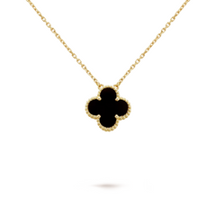 Van Cleef & Arpels Vintage Alhambra Pendant Onyx 18K Yellow Gold