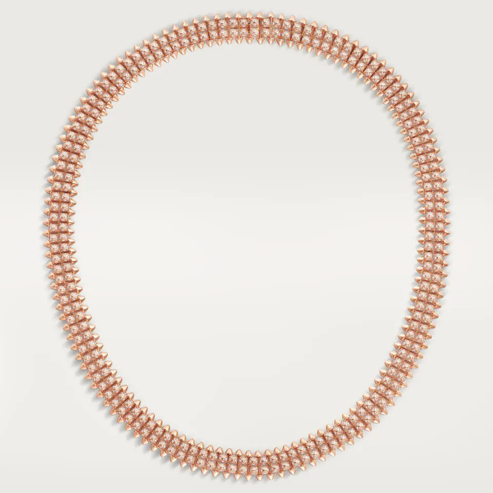 Cartier Clash de Cartier Necklace Flexible Double Row Paved Diamonds 18K Rose Gold
