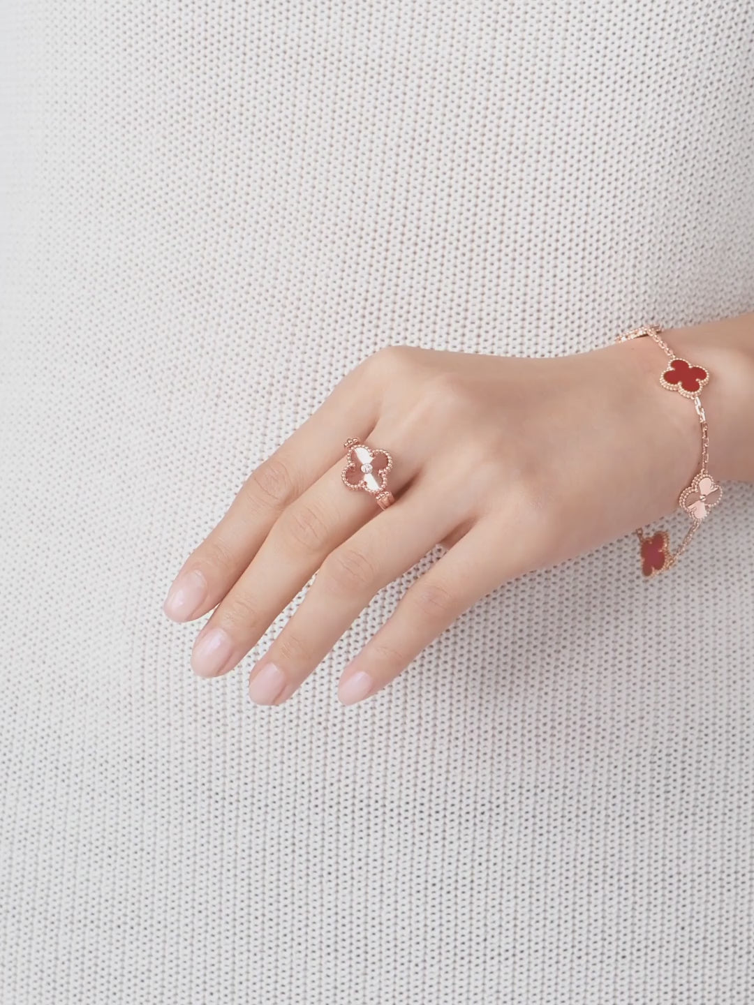 Van Cleef & Arpels Vintage Alhambra Reversible Ring 18K Rose Gold