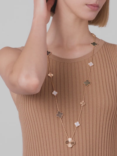 Van Cleef & Arpels Magic Alhambra Transformable Long Necklace 15 Motifs 18K Rose Gold