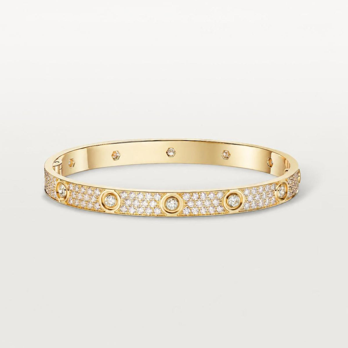 Cartier Love Bracelet Classic Model Paved 10 Diamonds 18K Yellow Gold