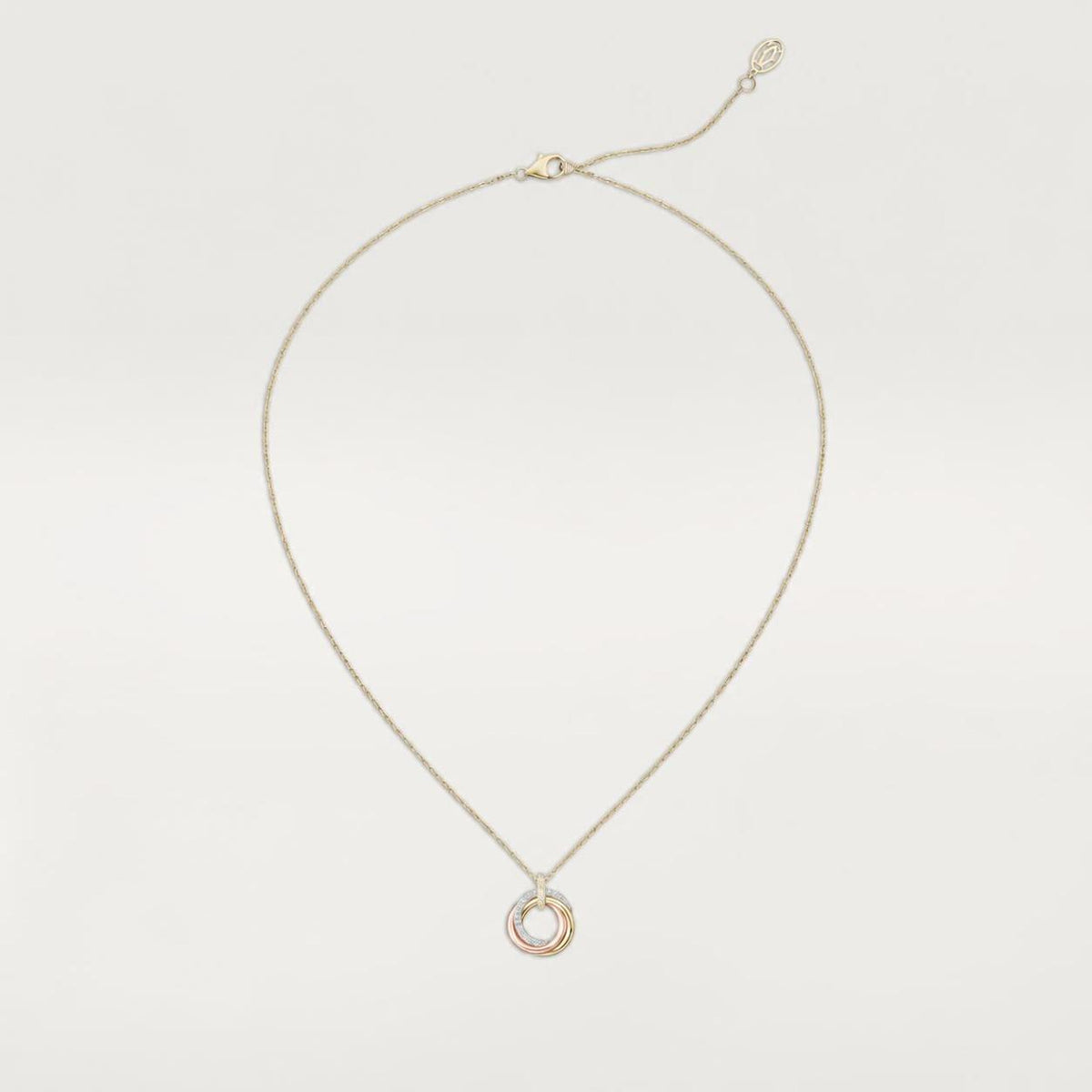 Cartier Trinity Pendant Small Model Half-Paved Diamonds 18K White, Yellow & Rose Gold