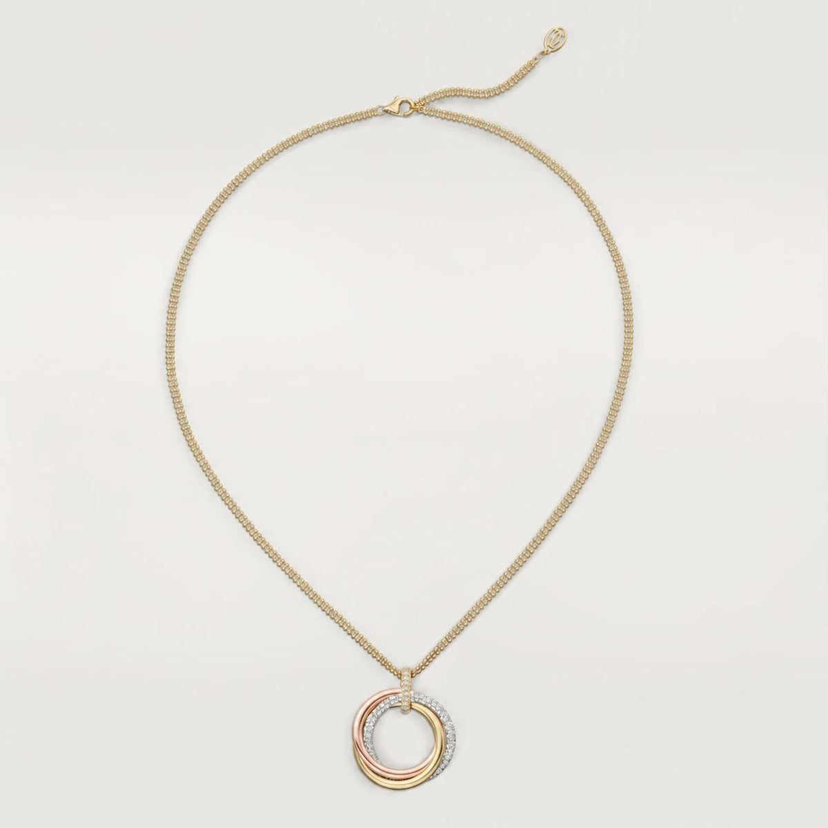 Cartier Trinity Pendant Large Model Semi-Paved Diamonds 18K White, Yellow & Rose Gold