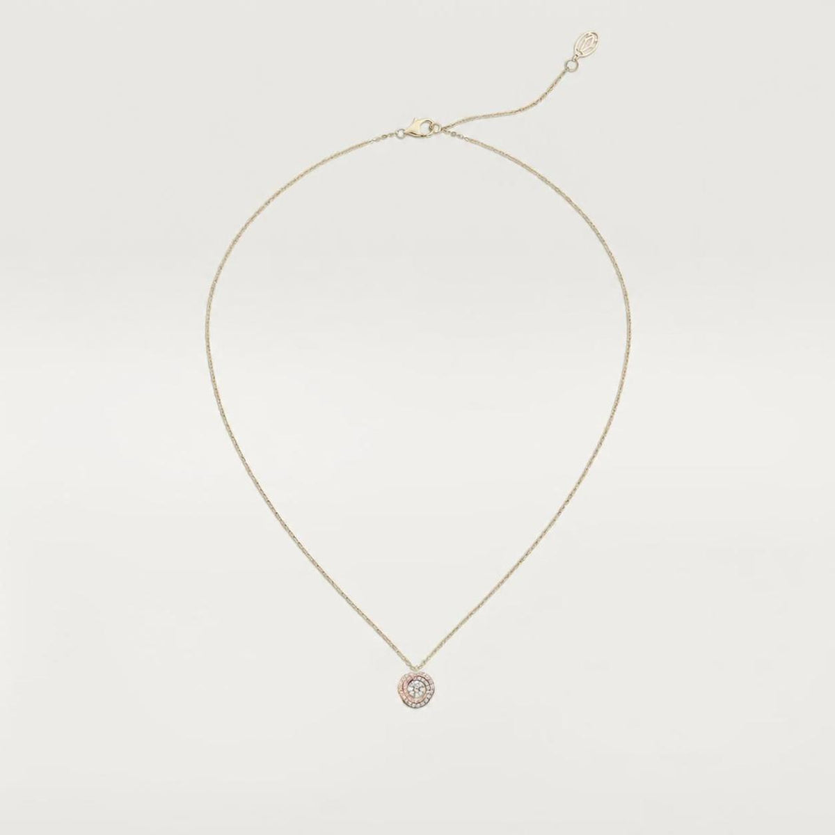 Cartier Trinity Pendant 1 Diamond Paved 18K White, Yellow & Rose Gold