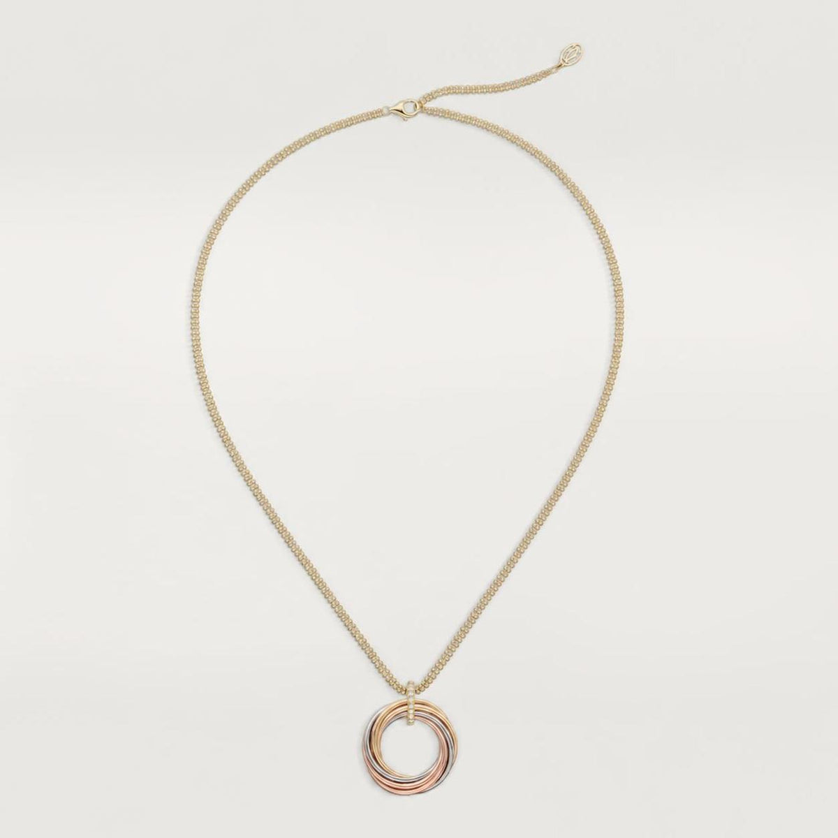 Cartier Trinity Pendant Seven Rows Diamonds 18K White, Yellow & Rose Gold