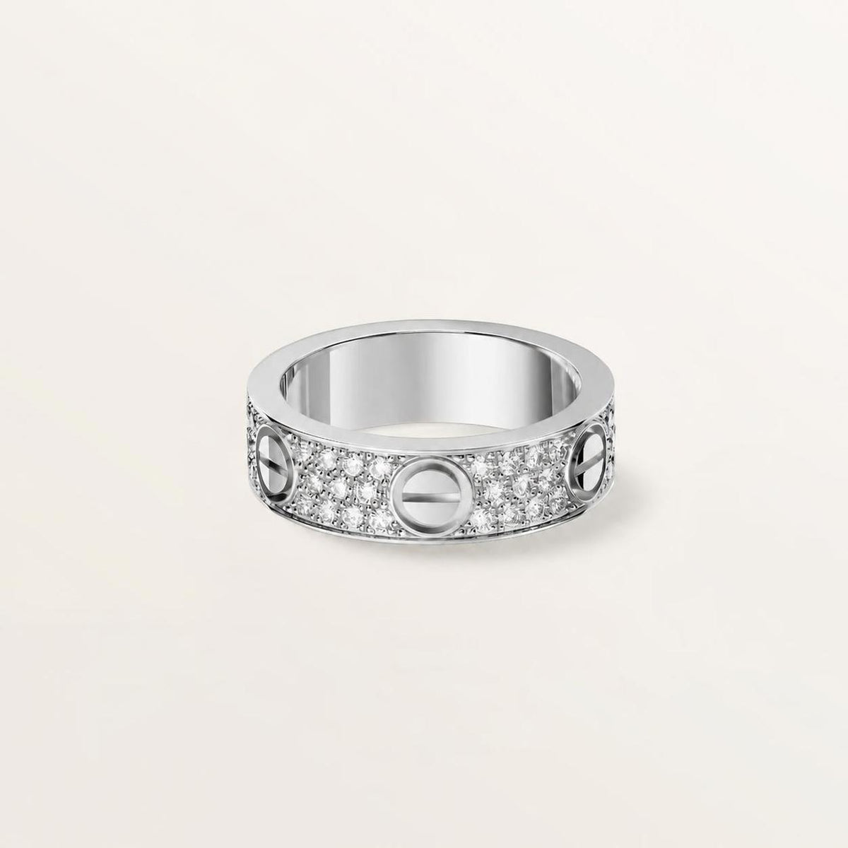 Cartier Love Ring Classic Model Paved Diamonds 18K White Gold