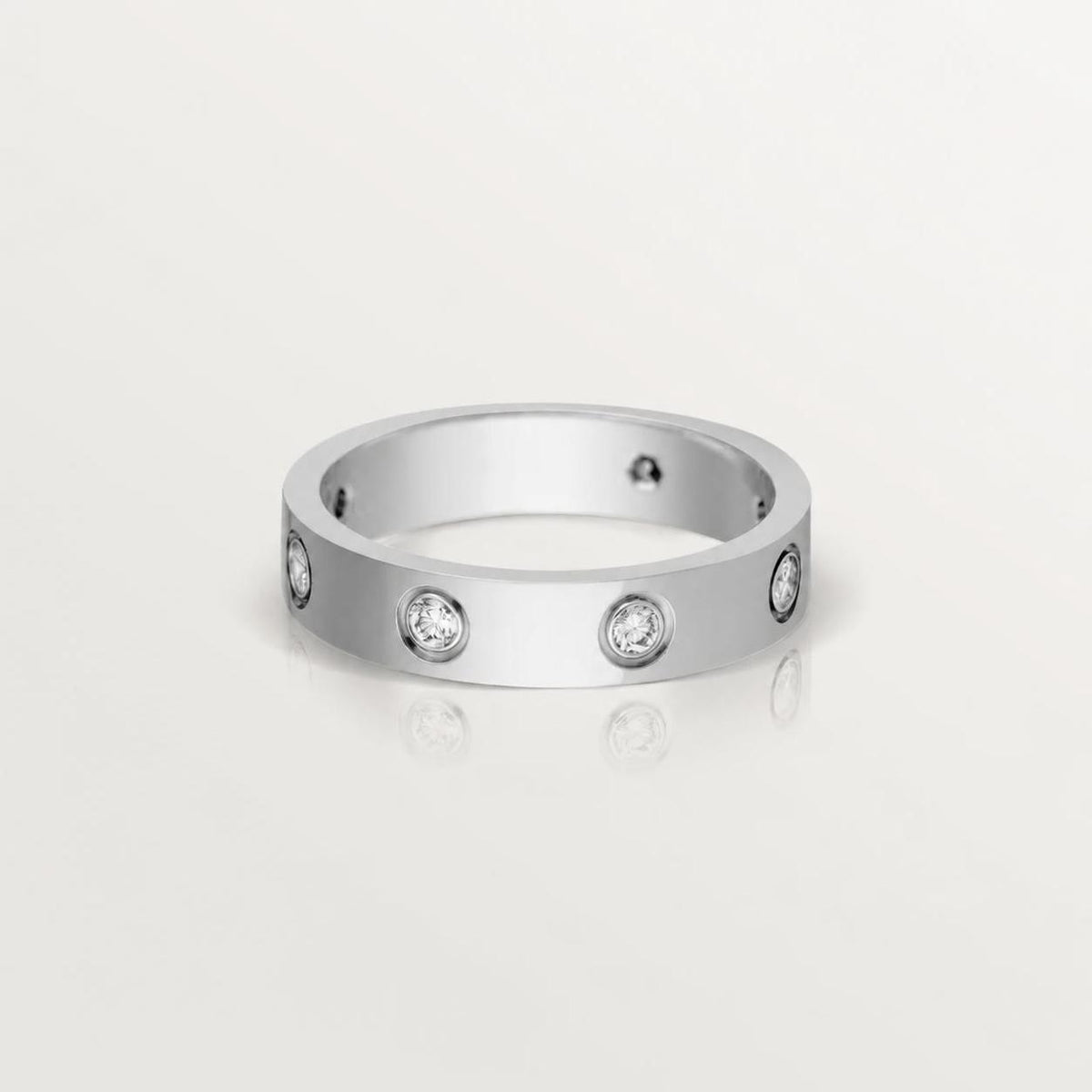 Cartier Love Ring Small Model 8 Diamonds 18K White Gold