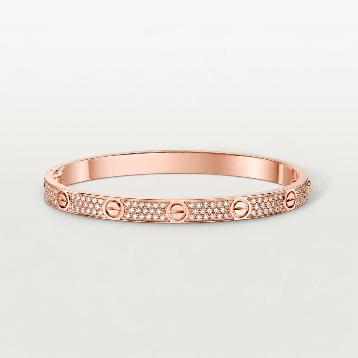 Cartier Love Bracelet Medium Model Paved Diamonds 18K Rose Gold