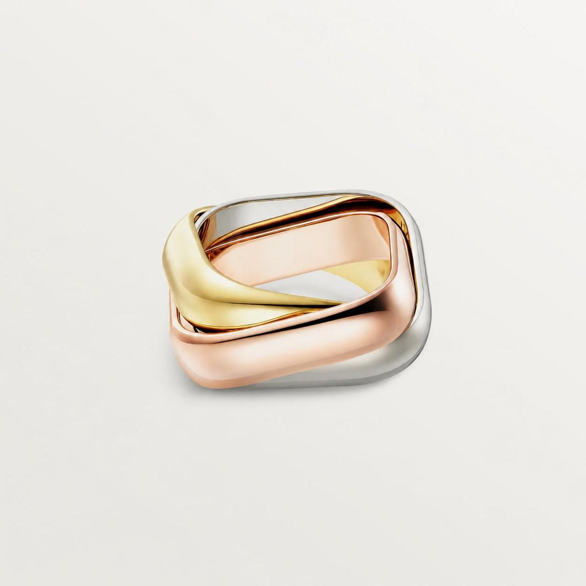 Cartier Trinity Ring Cushion-Shaped Large Model 18K White, Yellow & Rose Gold