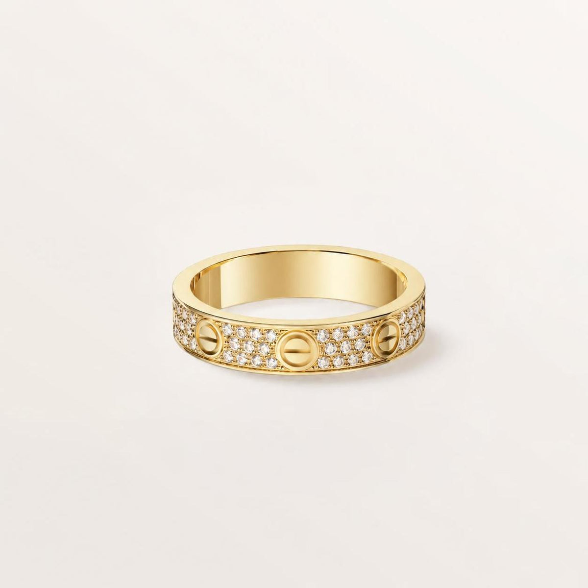 Cartier Love Ring Small Model Paved Diamonds 18K Yellow Gold