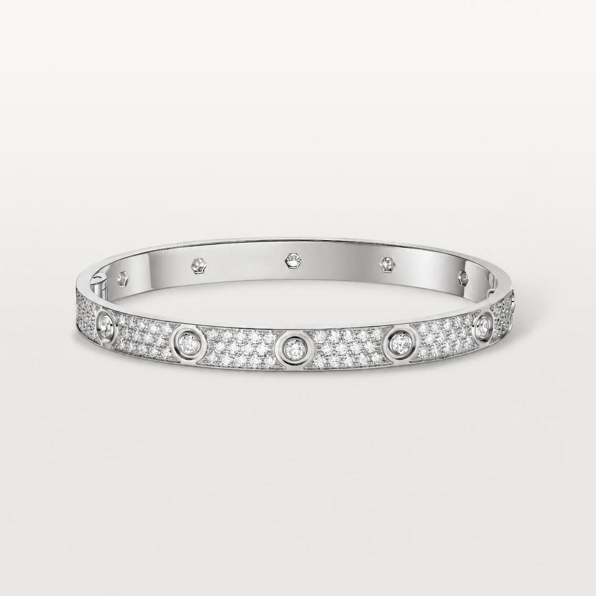 Cartier Love Bracelet Classic Model Paved 10 Diamonds 18K White Gold