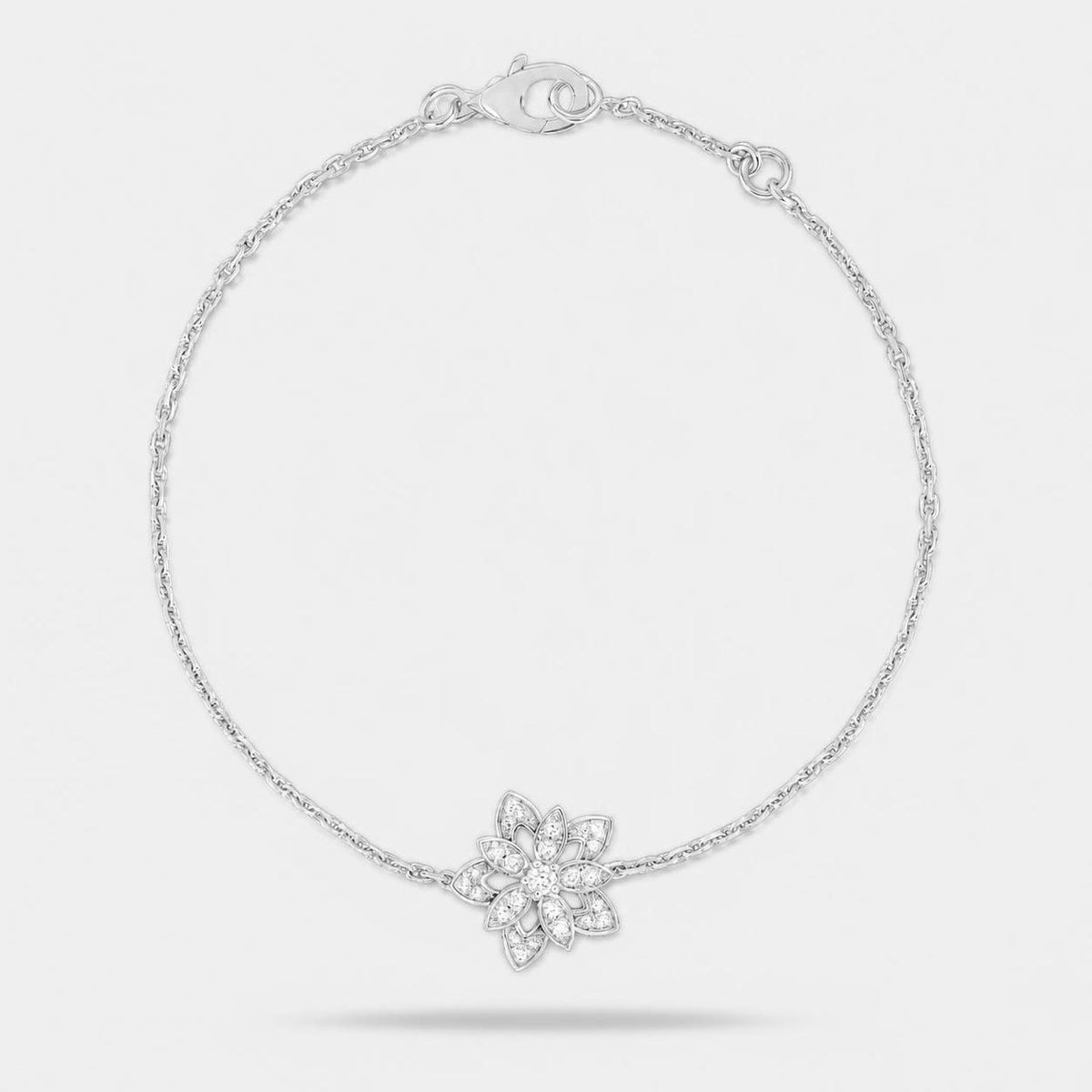 Van Cleef & Arpels Lotus Openwork Diamond Mini Bracelet 18K White Gold