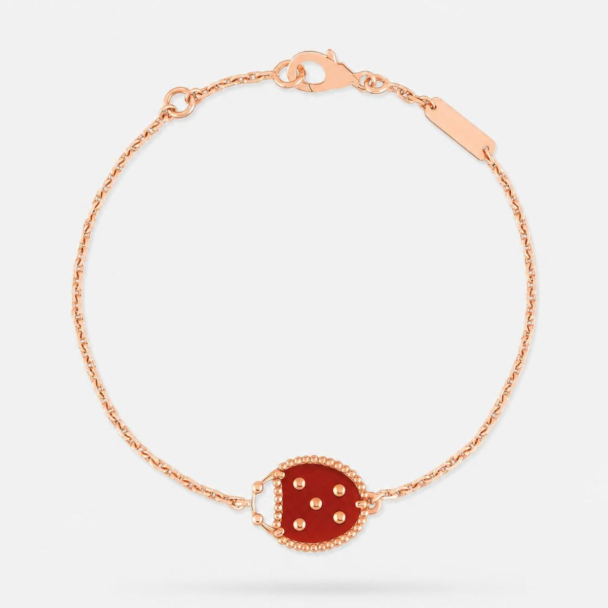 Van Cleef & Arpels Lucky Spring Ladybug Carnelian Onyx Bracelet 18K Rose Gold