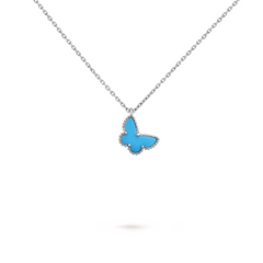 Van Cleef & Arpels Sweet Alhambra Butterfly Pendant Turquoise 18K White Gold