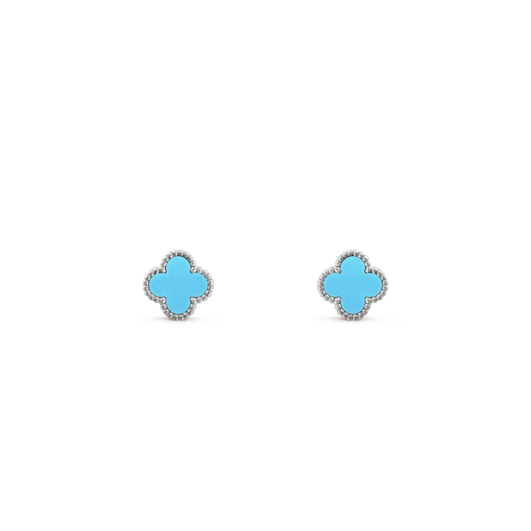 Sweet Alhambra Turquoise Earrings 18ct White Gold