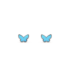 Van Cleef & Arpels Sweet Alhambra Butterfly Earrings Turquoise 18K White Gold