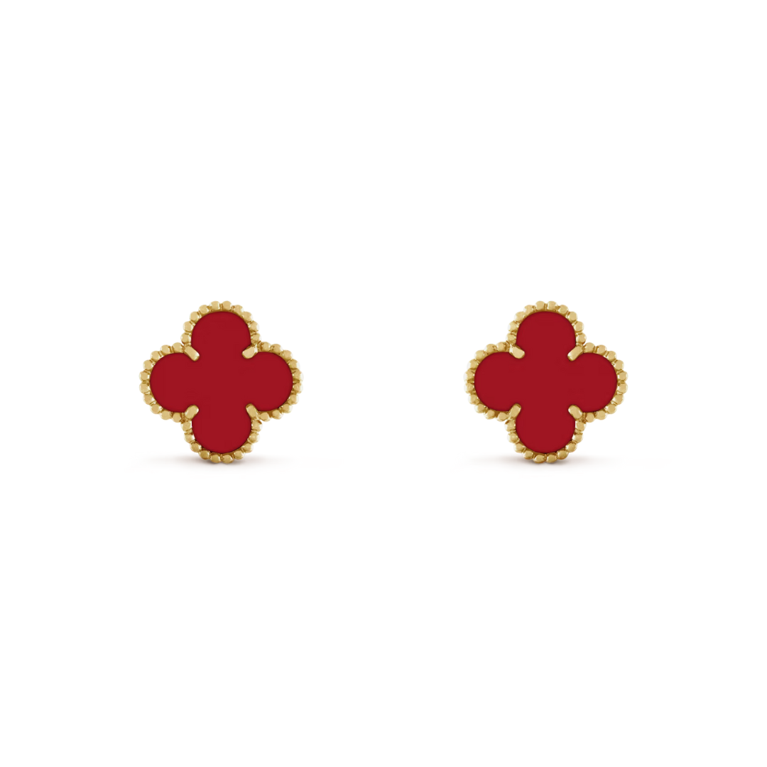 Vintage Alhambra Carnelian Earrings 18ct Yellow Gold