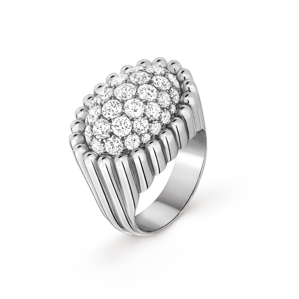 Van Cleef & Arpels Perlée Diamonds Pavé Ring 18K White Gold