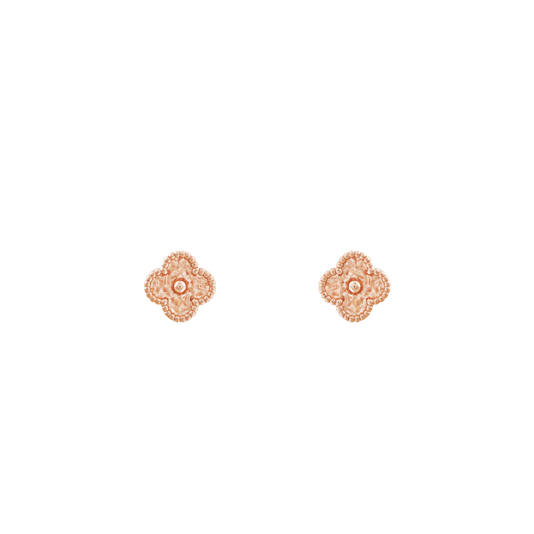 Van Cleef & Arpels Sweet Alhambra Earrings Embossed 18K Rose Gold