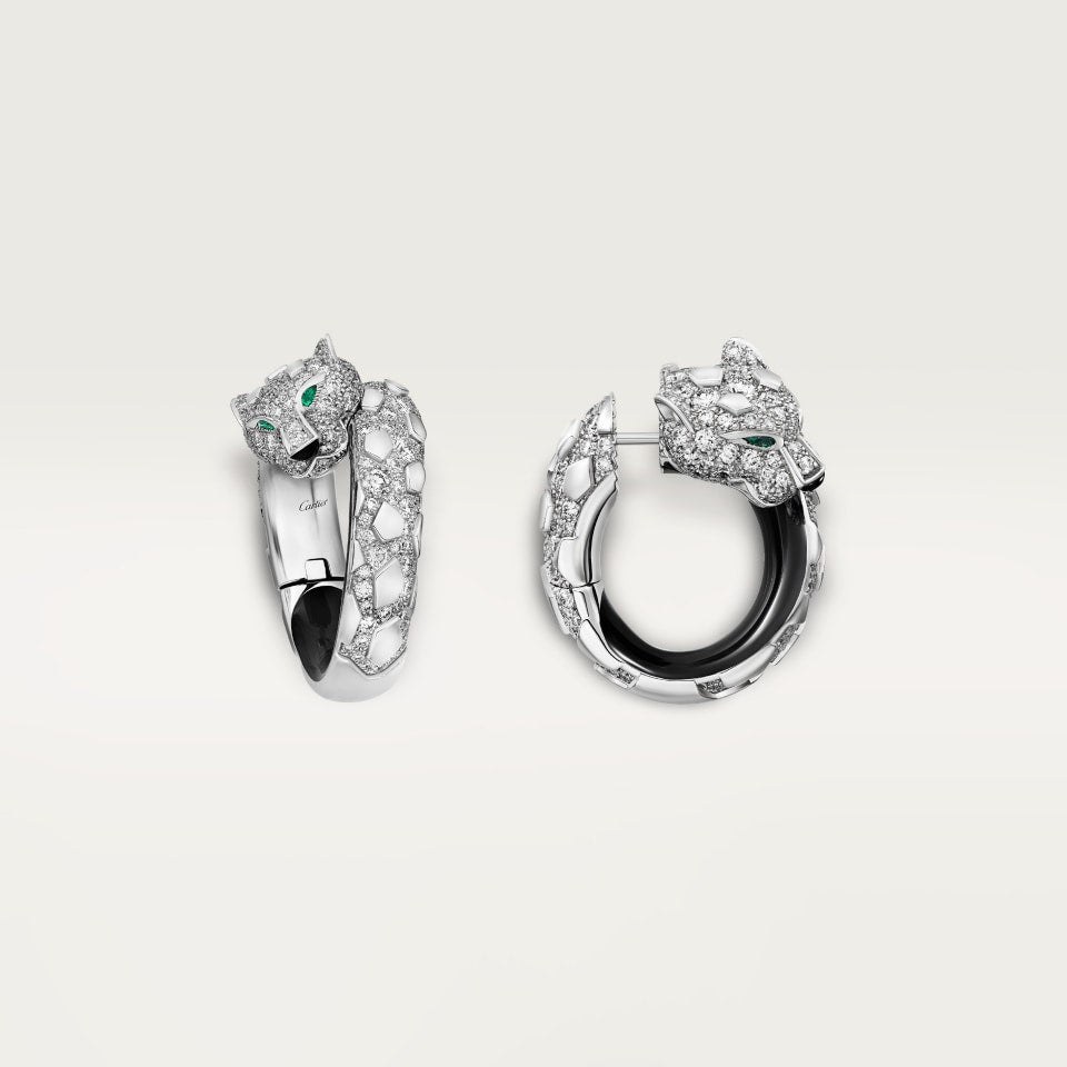 Cartier Panthère de Cartier Earrings White Gold Diamonds Emeralds Onyx