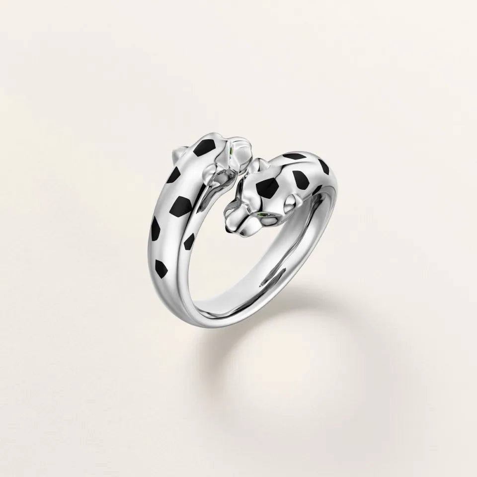 Cartier Panthère de Cartier Ring Tsavorite Garnets Lacquer 18K White Gold