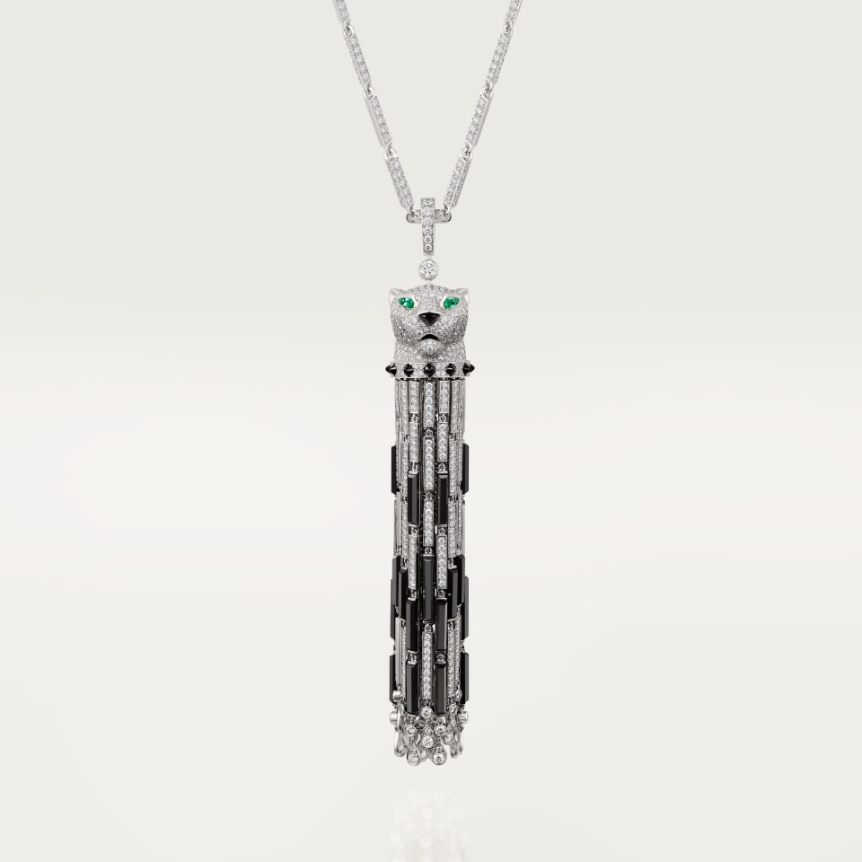 Cartier Panthère de Cartier Long Necklace White Gold Onyx Emerald Diamonds