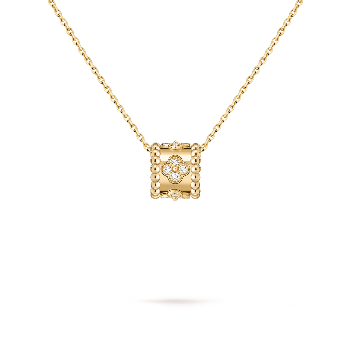 Van Cleef & Arpels Perlée Clovers Diamond Pendant 18K Yellow Gold