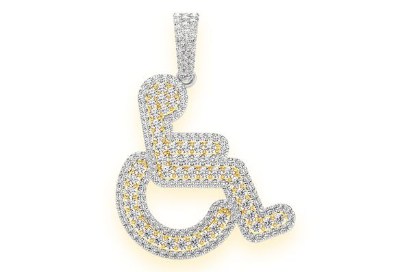 2.65ct Diamond Wheelchair Pendant 14K Solid Gold