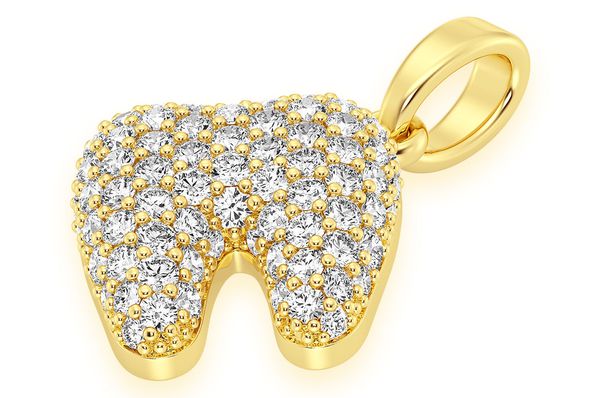0.50ct Diamond Dentist Tooth Pendant 14K Solid Gold