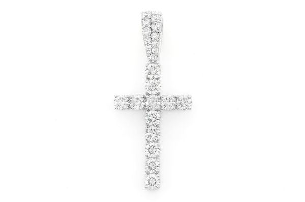 Pendentif croix en diamant à une rangée de 1,50 ct en or massif 14 carats